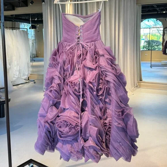 Milla Dramatically flowered tulle dress in wine color - Picture 5 of 7